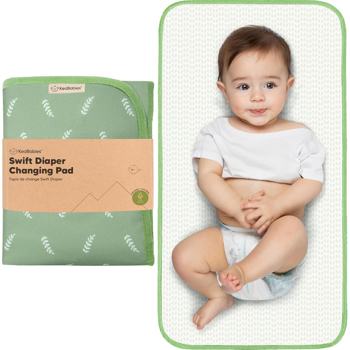 Portable Diaper Changing Pad, Easy Wipe Clean - Foldable Waterproof Baby Changing Mat for Diaper Bag, Compact, Lightweight, 25X13 Baby Changer Travel Essential, Machine Washable (Black Geo)