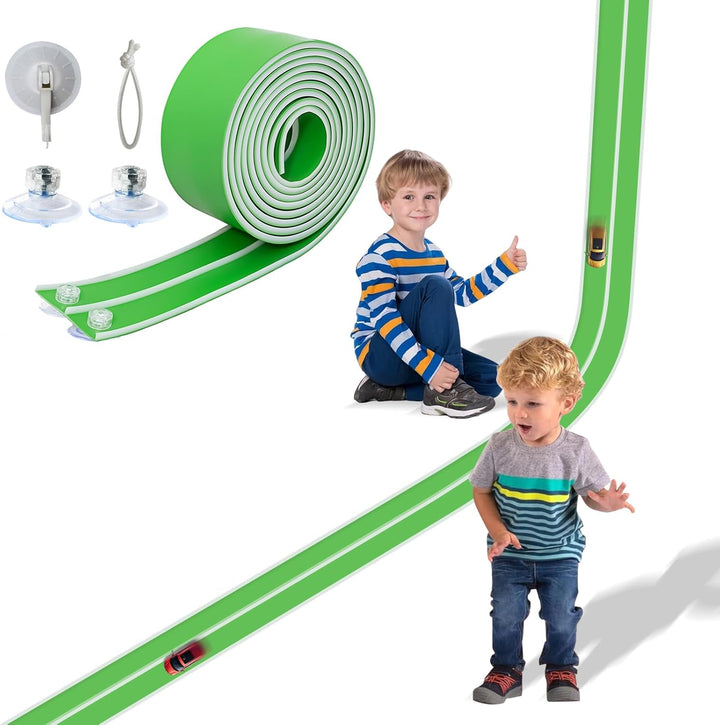 Flex Track 15 Ft Starter Set, Flexible Race Car Ramp Track for Ages 3 & up with Suction Cups Compatible with Hot Wheels and Diecast 1/64Th Cars