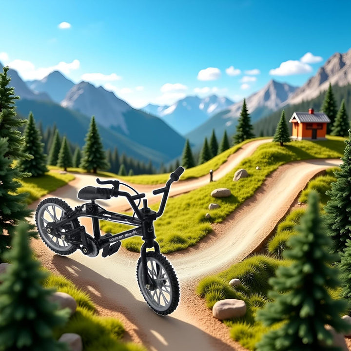 Black 1/18 Finger Bike Action Figure Toy,Mini Finger Mountain Bike Model Art Crafts Desktop Decor