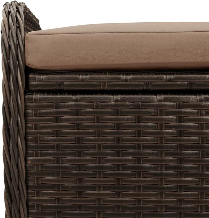 Storage Bench with Cushion Brown 31.5"X20.1"X20.5" Poly Rattan,Multifunctional Outdoor Storage Bench with Padded Seat and Waterresistant Storage Bag