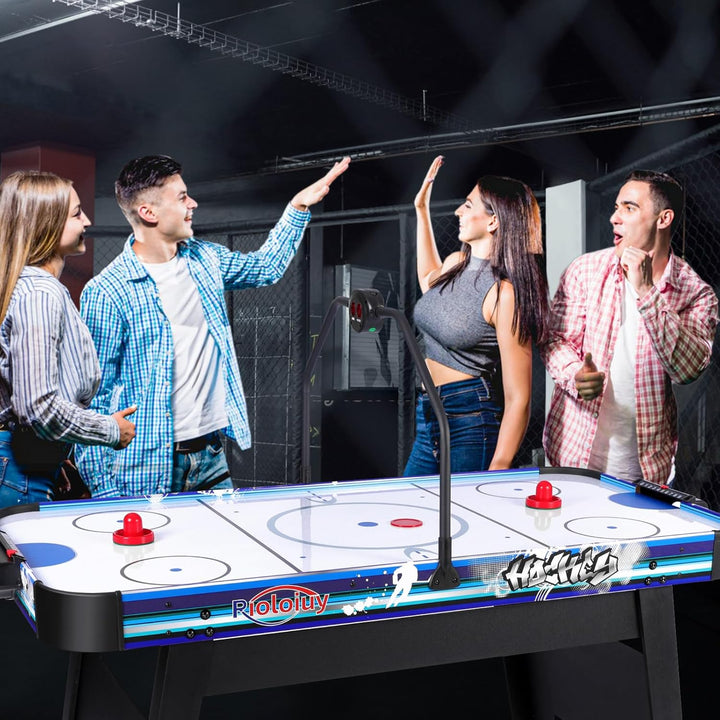 58" Air Hockey Table, Arcade Style with Powerful 700Ma Motor, Accurate Digital LED Scoreboard on Overhead Gantry, Includes 2 Pucks and 2 Pushers