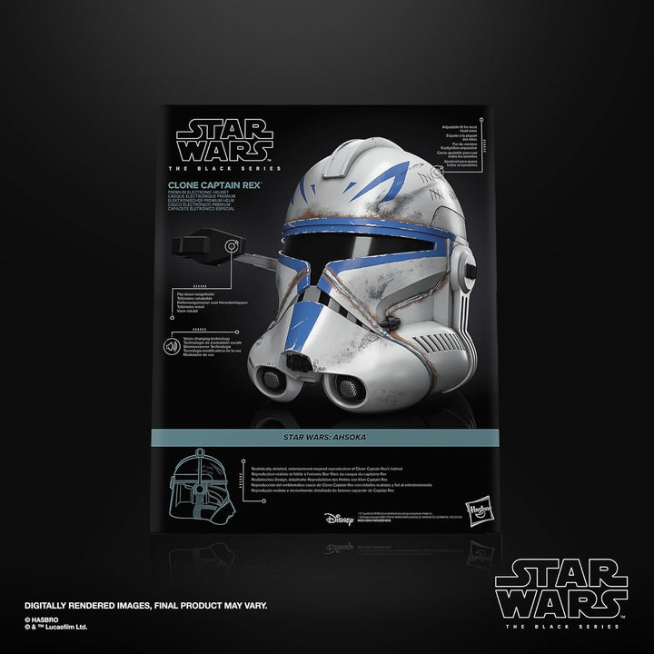 the Black Series Clone Captain Rex Premium Electronic Helmet, Ahsoka Adult Roleplay Item, Ages 14 and Up