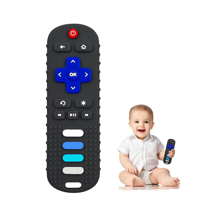 Baby Teething Toys, Food Grade Silicone Teether for Babies 3 6 12 18 Months, TV Remote Shape Toddlers Chew Toys, Freezer BPA Free (Pink RC)