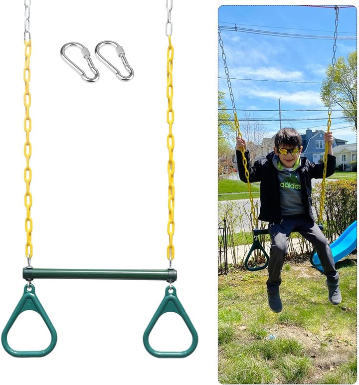 18'' Trapeze Swing Bar Rings 48'' Heavy Duty Plastic Coated Chains Swing Set Accessories