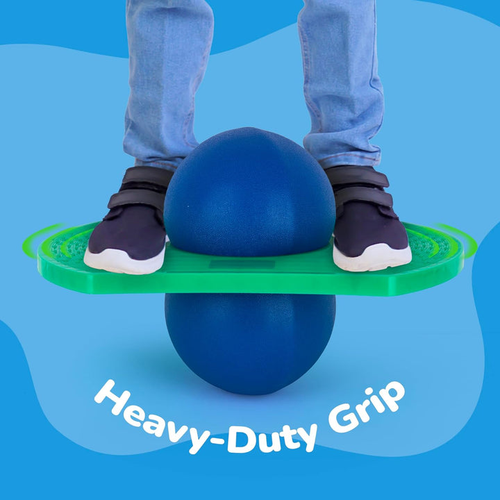 Pogo Ball for Kids (Up to 175 Lb) - Inflatable Balance Bounce Board with Pump and Durable Textured Jumping Board - Pogo Ball Toy Pogo Jumper - Outdoor Birthday Gifts for Boys and Girls