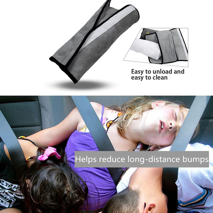 Gray Seat Belt Pillow for Kids 2PC, Seatbelt Pillow for Child Travel, Seat Belt Pillow for Toddler Head Protector, Shoulder Pad for Car Safety Seatbelt, Car Sleeping Seat Belt Pillow Support
