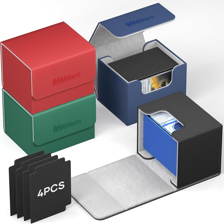 Card Deck Case for Trading Cards 1800+, Trading Card Storage Box with 10 Dividers and 3 Foam Stoppers, Leather Magnetic Closure Commander Deck Box Fit for Yugioh, MTG and Sport Cards