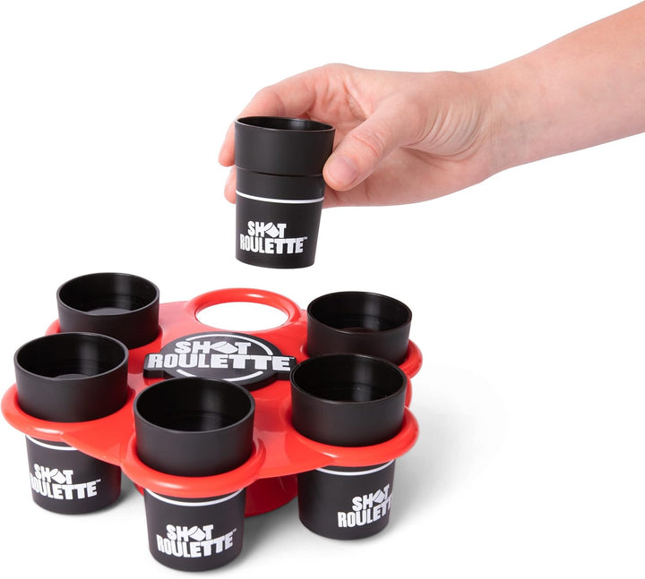 Shot Roulette: the Roulette Wheel Drinking Game by Buzzed, Drinking Games for Adults, Group Drinking Games, Great for Funny Gifts, Includes 1 Shot Roulette Wheel, 6 Glasses, 12 Tokens, Instructions