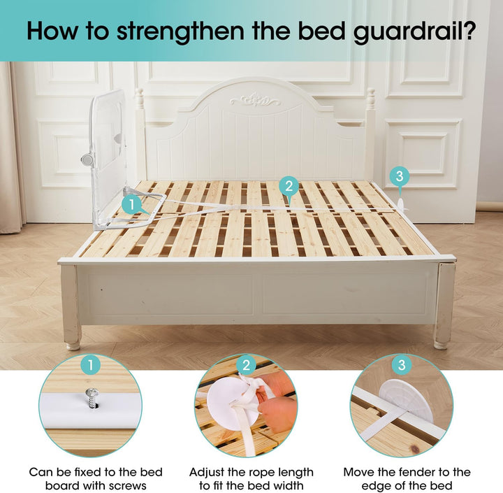 Baby Bed Rail Guard for Toddlers -46" Toddler Bed Rails for Twin, Full, Queen, King Bunk Size Bed Swing down Bedrail Extral Tall Child Safety Side Railing Guards for Kids