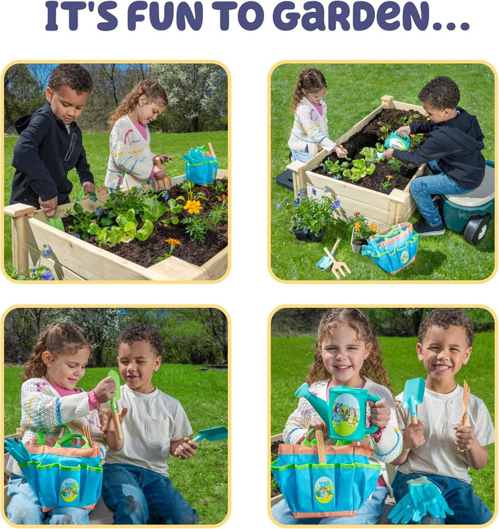 BLUEY Gardening Set | Quality Garden Tool Kit for Kids and Toddlers | Includes Watering Can, Gloves, Two Shovels, Rake and Tote Bag