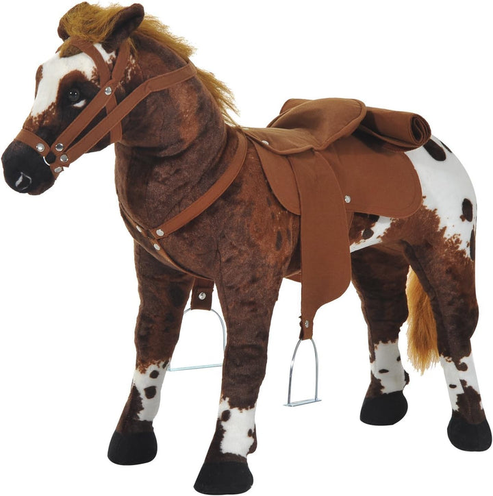 Sound-Making Ride on Horse for Toddlers 3-5, with Neighing and Galloping Sound, Stuffed Animal Horse Toy for Kids with Padding, Soft Feel, Brown