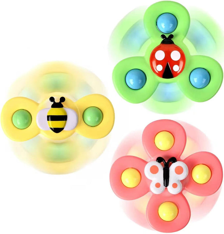 3-Piece Suction Cup Spinner Toys for 1-3 Year Old Boys & Girls - Spinning Sensory Toys for Toddlers 12-18 Months - First Birthday Gifts