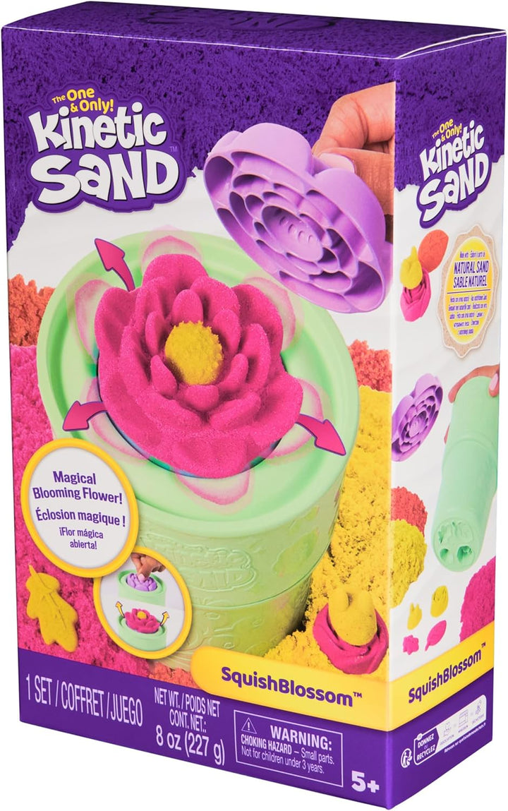 , Squishblossom Blooming Flower with 8Oz Neon Yellow & Pink Play Sand, Pot & Molds, Gifts for Mom & Kids, Arts and Crafts Sensory Toys
