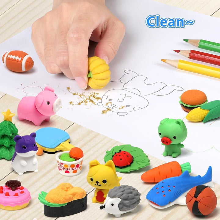 100 Pack Animal Erasers for Kids Bulk Pull Apart 3D Puzzle Erasers Classroom Rewards and Prizes Class Treasure Box Kids Party Favors Back to School Supplies