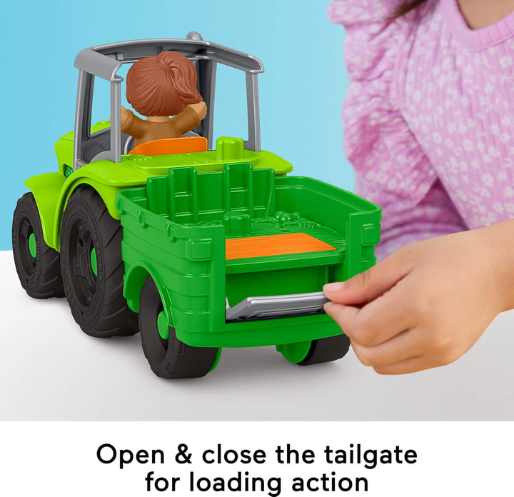 Toddler Toy Push & Play Tractor Push-Along Musical Farm Vehicle with 2 Figures for Pretend Play Kids Ages 1+ Years