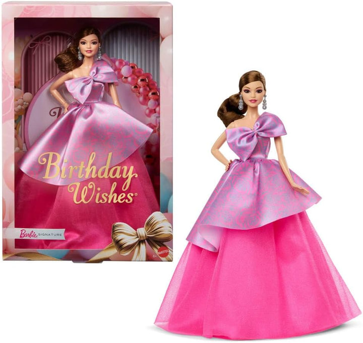 Signature Birthday Wishes Doll, Collectible Fashion Doll in Satiny, Pink Dress with Wavy Brown Hair and Giftable Packaging