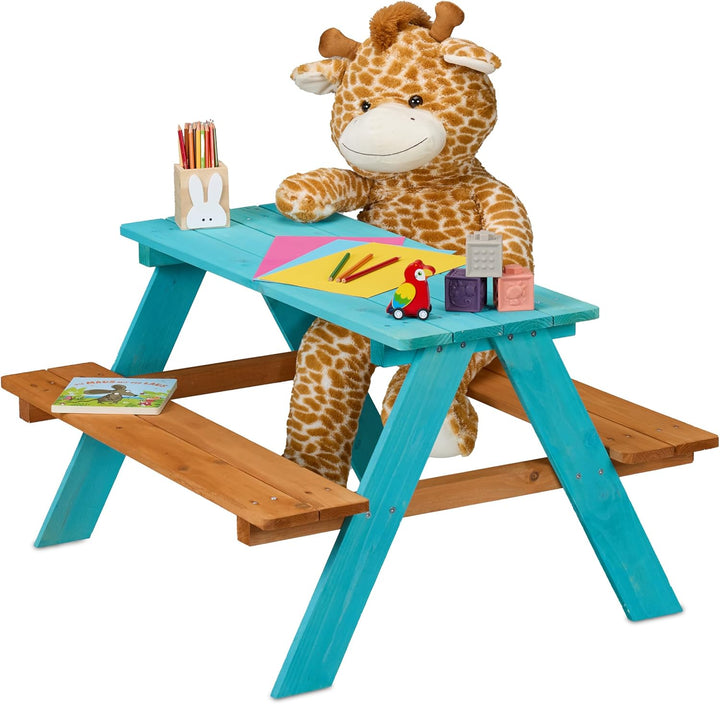 Children'S Garden Picnic Bench Seat Set 51 X 90 X 78 Cm for 4 Children Wooden Natural