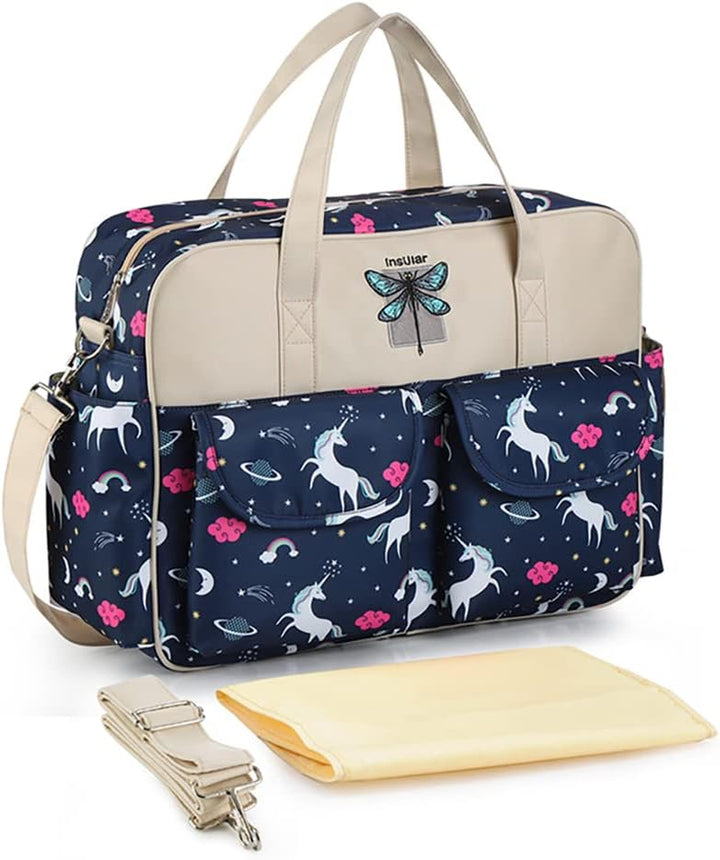 Mummy Shoulder Bag Diaper Bag Chic Nappy Changing Bag Tote/Messenger Style Large with Changing Mat, Adjustable Straps