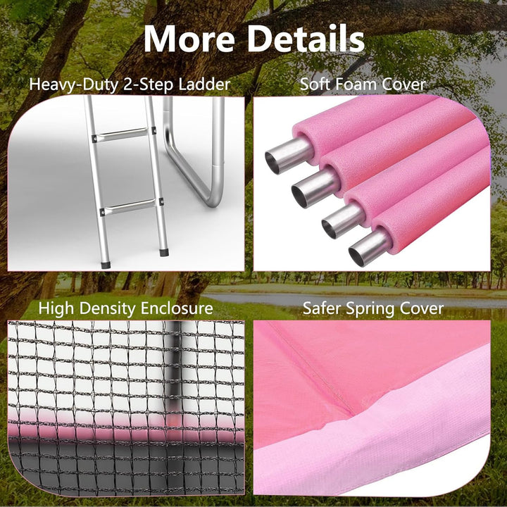 8 FT Trampoline Safety Enclosure Net Combo Bounce Jump for Kids Outdoor with Spring Pad Waterproof Jump Mat & Ladder(Prime)