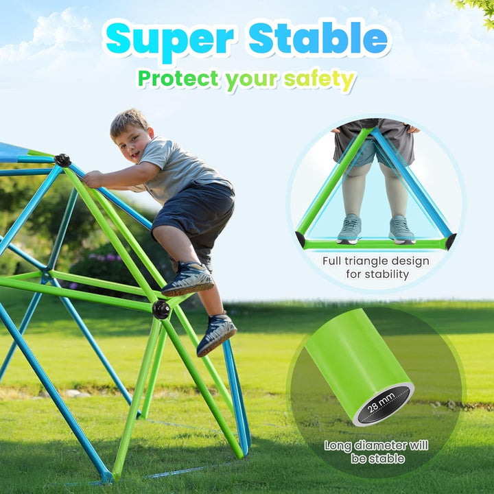 10FT Climbing Dome, Experience Ultimate Fun with the 2025 Upgraded Decagonal Geo Dome Climber - Supports 1000LBS Outdoor Playset and Easy Assembly Play Equipment for Kids (Turquoise, 10FT)