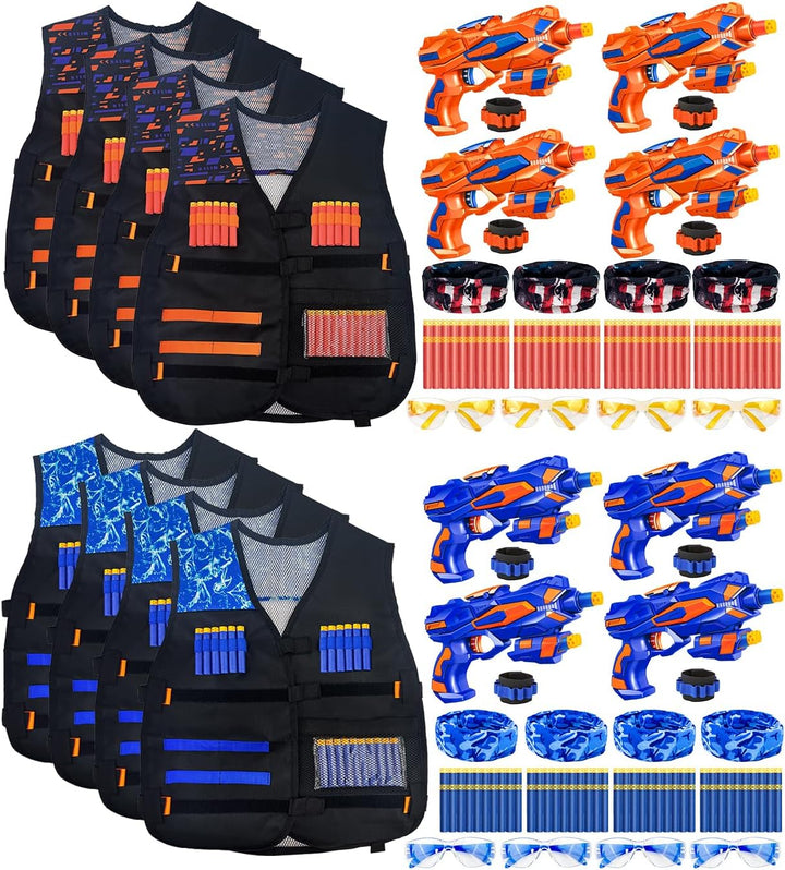 Tactical Vest Kit for Kids, Compatible with Nerf – Includes Vest, 2 Pack Toy Guns, 30 Foam Darts, Goggles, Wristbands, Skull Mask – Great Birthday Gift for Boys and Girls