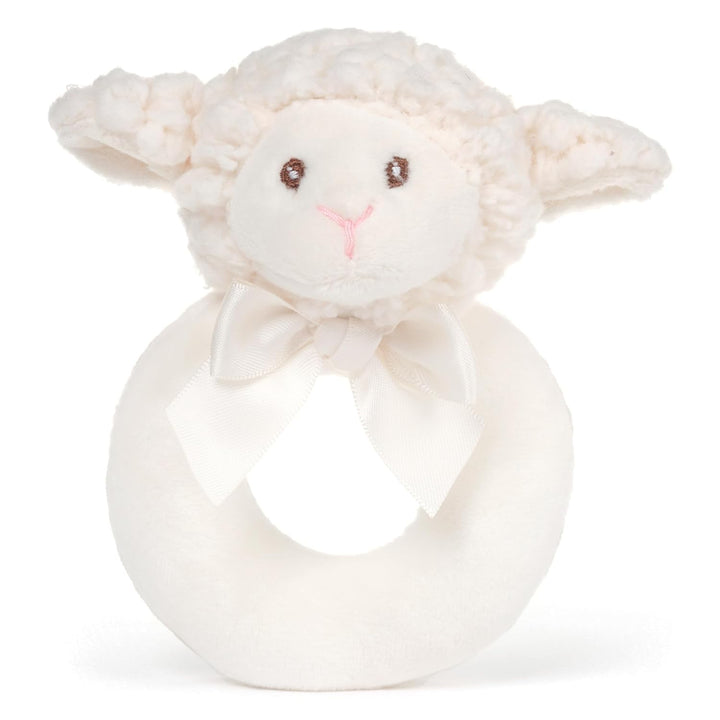 Bearington Baby Touchdown, 5.5 Inch Plush Stuffed Baby Football Soft Ring Rattle - Newborn Toys - Soft Rattle
