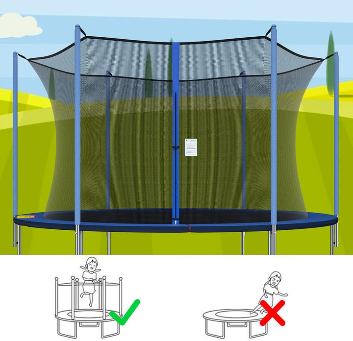 Trampoline Net Replacement for Straight Pole,12Ft 13Ft 14Ft 15Ft round Frame Safety Enclosure Net Uv-Resistant Weather-Resistant Breathable Durable Net with Adjustable Straps(Net Only)