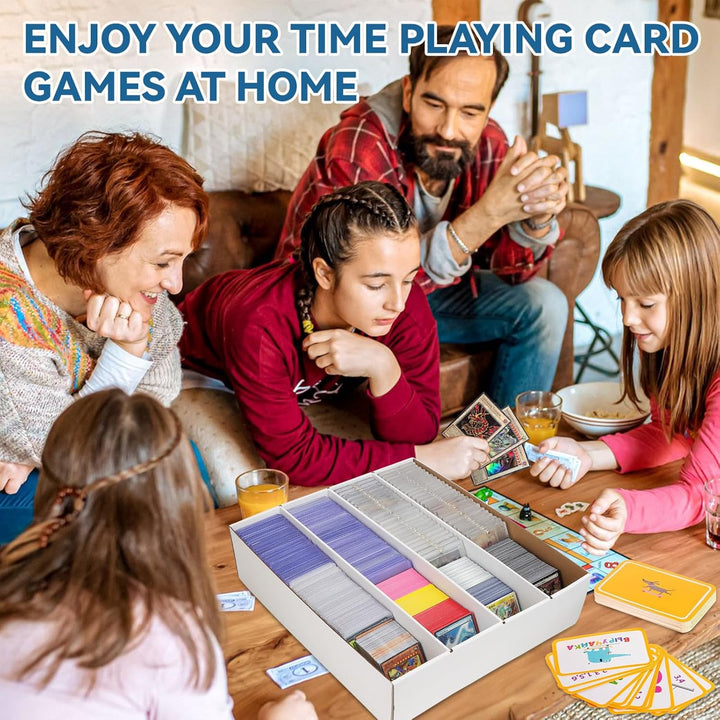 Trading Card Storage Box 3120 Count Collector Cards Box White Sports Card Storage Boxes Card Sorting Tray Cases Cards Collection Trading Cards Box for Soccer Basketball Cards(4 Set)