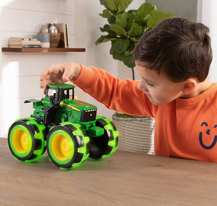 Monster Treads Lightning Wheels - John Deere Tractor - Motion Activated Light up Monster Truck Toy - John Deere Tractor Toys with Monster Truck Tires - Ages 3 Years and Up