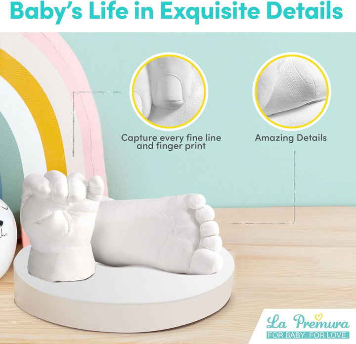 Baby Keepsake Hand Casting Kit with Shadow Box Frame - Plaster Hand Mold Baby Casting Kit for Infant Hand & Foot Molding, Perfect for First Birthday, Christmas & Newborn Gifts