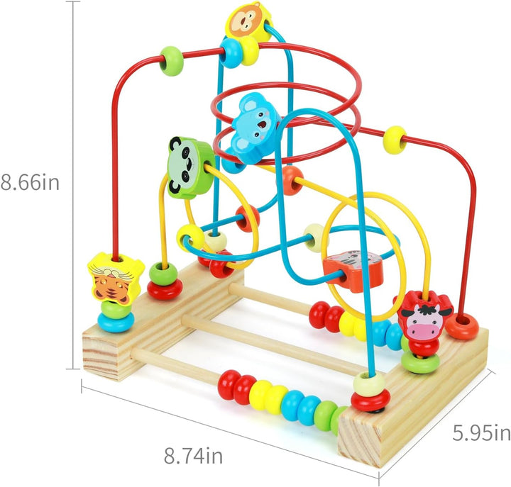 Bead Maze Toy for Toddlers Wooden Bead Toys Colorful Roller Coaster Preschool Educational Toys for Kids Classic Birthdday Gift for Toddlers Baby Infant Boys Girls…