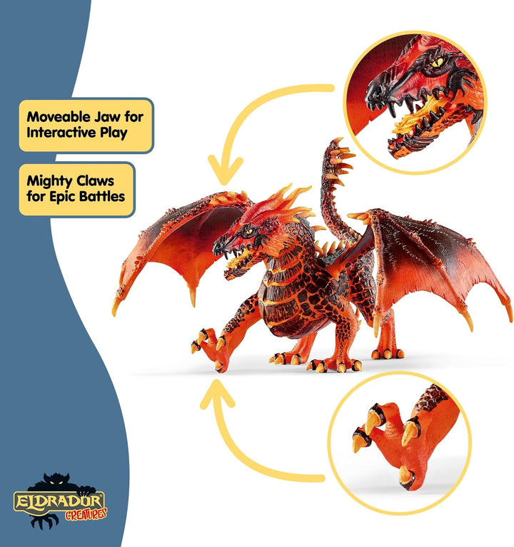 Eldrador Creatures - 8" Lava Dragon Toy - Movable Wing Action Figure for Boys and Girls - Mythical Creature Figures - Fantasy Beast Figurine - Red Monster Dragon Toys - Kids Ages 7+ | 70138