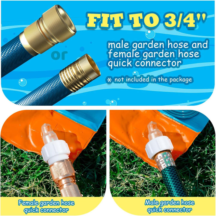 Slip Water Slide, 17Ftx3 Lane Slip Water Slide for Kids Backyard Lawn,Summer Water Toys Outdoor Sprinkler with 3 Sliding Racing Lanes and 3 Inflatable Bodyboards