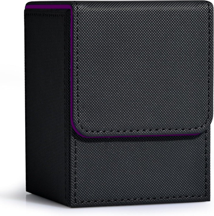 Card Deck Box for Trading Cards, MTG Commander Deck Box Holds 120+ Single Sleeved Cards, Leather Magnetic Card Storage Box Fits for TCG CCG Magic Cards (Black)