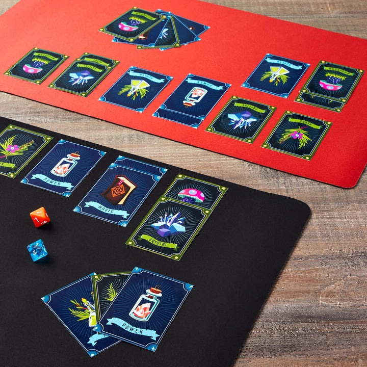 Card Playmat for Trading Card Games - 24 X 14 In, 2-Pack (Black & Red) - Roll-Up Mat with Smooth Surface for MTG & Board Games