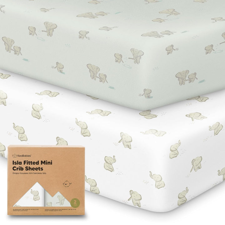 Pack and Play Sheets Fitted - 2-Pack Mini Crib Sheets for Pack N Play Mattress 38X26, Soft & Cozy, Neutral Toddler Playard Bedding, Snug Fitted Mini Baby Crib Mattress Cover Boy, Girl (Butterflies)