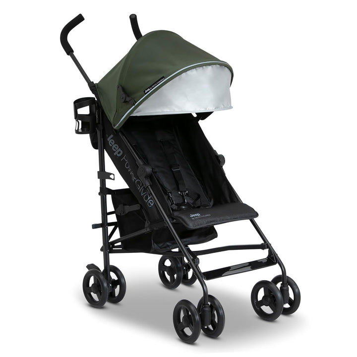 Jeep Adventureglyde Stroller by  - Lightweight Travel Stroller with Smoothest Ride & Compact Fold, 3-Position Recline, Extra Large Storage Basket, Black/Grey