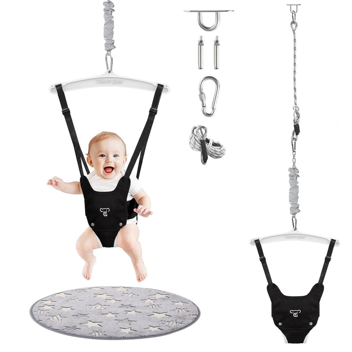 Baby Jumper with a Ceiling Hook for Infant & Toddlers with Adjustable Chain, Bouncers for Indoor/Outdoor, Baby Doorway Jumper with Soft Rug