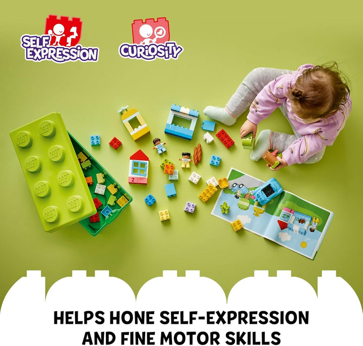 DUPLO Classic Brick Box Building Set - Features Storage Organizer, Toy Car, Number Bricks, Build, Learn, and Play, Great Gift Playset for Toddlers, Boys, and Girls Ages 18+ Months, 10913
