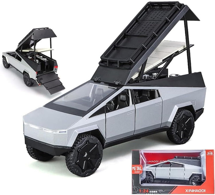 1/24 Pickup Trailer Model Car, Alloy Pick-Up Truck Model Toy with Sound/Light/Pull-Back, Birthday Gift for Kids Friends Collectors (Gray Off-Road Pickups)