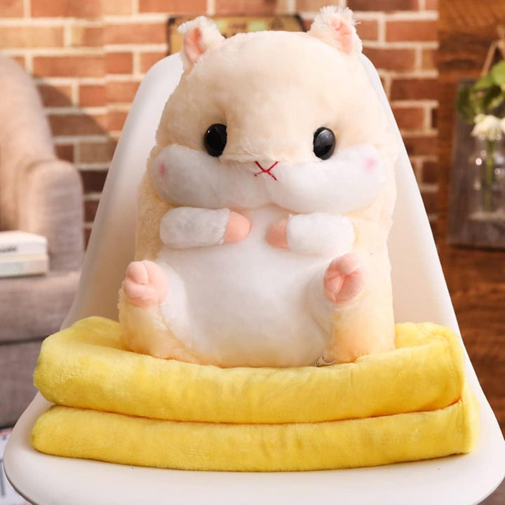 Plush Hamster Stuffed Animal Toys Hamster Throw Pillow with Blanket 19.7 Inches Pink
