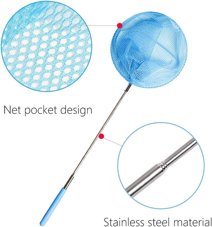 Kids Telescopic Butterfly Fishing Nets Great for Catching Insect Net Perfect Outdoor Tools for Catching Bugs Fish Insect Ladybird, Extendable 34 Inches and anti Slip Grip (3 Pack)