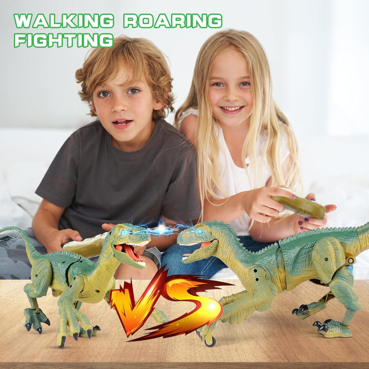 Remote Control Dinosaur Toys for Kids - Build a Big Walking Velociraptor Dino with Light and Sound, Birthday Gift Ideas for Boys and Girls 3-5 5-7 8-12 Year Old