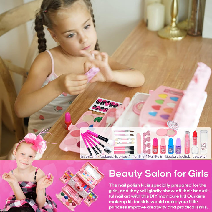 Kids Makeup Sets for Girls - Kids Makeup Sets for Girls 5-8, Maquillaje Para Niñas, Play Make up Kit, Best Toys for Little Girl,Princess Toddler Kid Stuff, Ages3456789 10 Year Old Girl Birthday Gifts