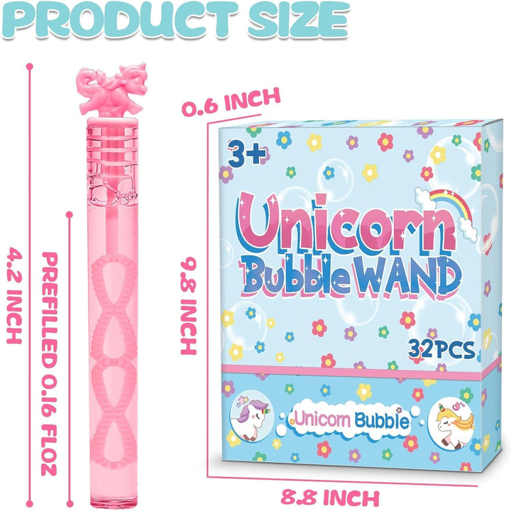32 Piece Mini Unicorn Bubble Wand with Gift Box, Pastel Unicorn Party Favors for Kid, Toddler Girl Birthday Parties Decoration, Goodie Bag Stuffers Supplies, Bubbles Gift Toy Bulk, Carnival Prizes
