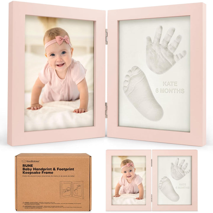 Personalized Baby Hand and Footprint Kit, Quick Dry Clay - Newborn Keepsake Feet and Handprint Kit, Nursery Picture Frame, New Mom Gifts for Baby Showers & Registry (Alpine White)