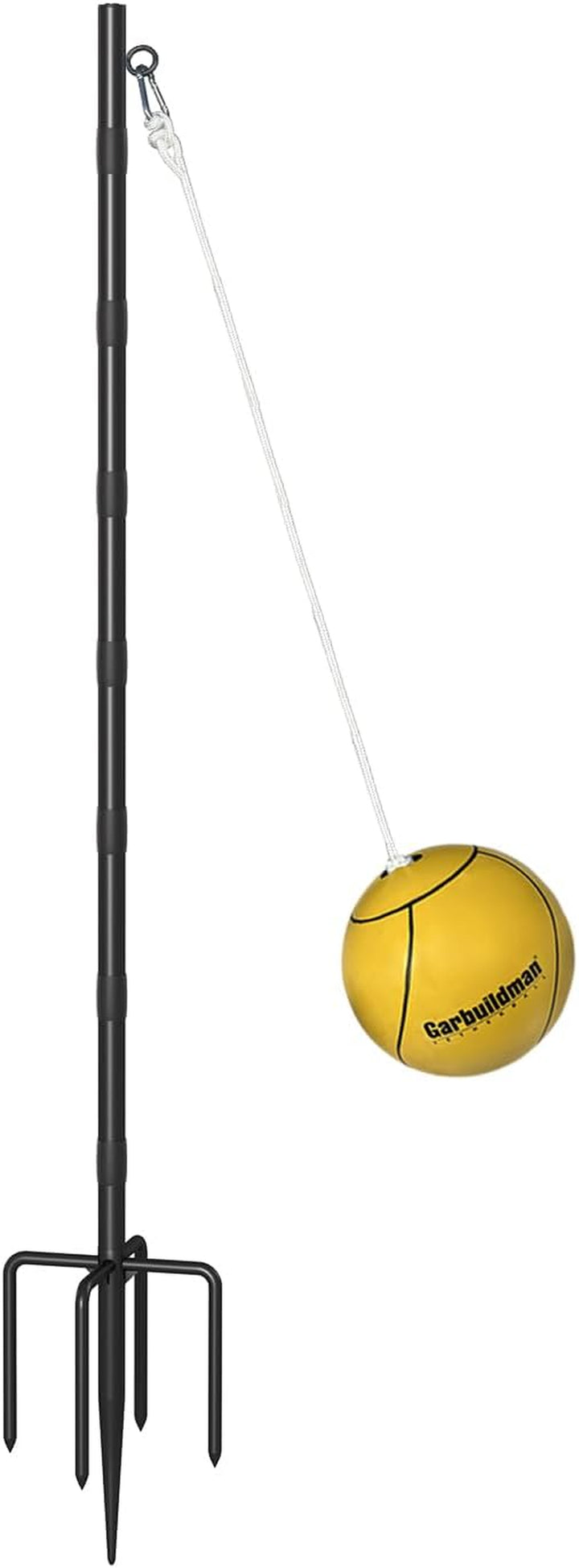 Tetherball Set with Ball & Rope for Outdoor Backyard, Adjustable Tether Ball Pole with 5-Prong Base & Rubber Sleeve for Playground, outside Ball Games Sports for Kids, Adults