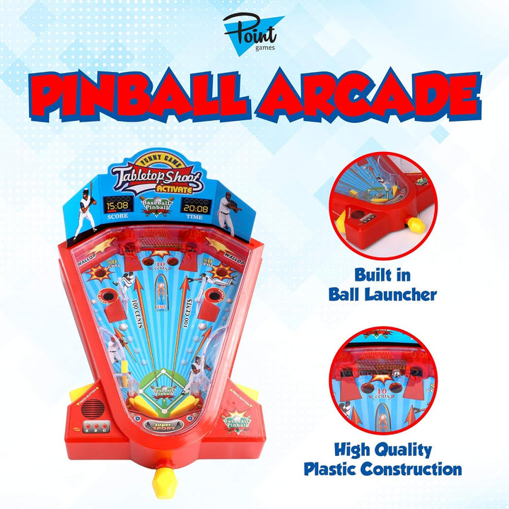 Pinball Arcade - Miniature Tabletop Baseball Board for Kids - Self-Contained & Safe Arcade Toy - Small Baseball Table Game- Pinball Machine for Kids