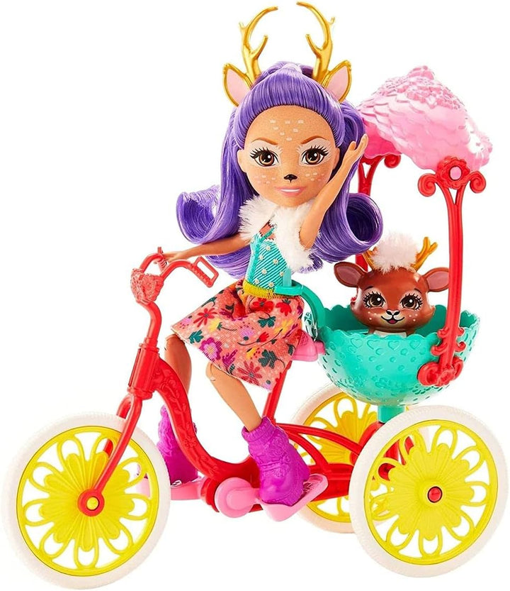 Bike Buddies Bicycle Playset (11-In) with Danessa Deer Doll (6-In) and Sprint Animal Figure, Doll with Articulated Legs, Great Gift for 3 8 Year Olds