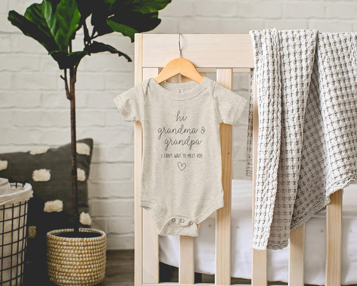 Hi Grandma & Grandpa I Can'T Wait to Meet You Pregnancy Announcement Infant Bodysuit - Surprise Gift for Grandparents
